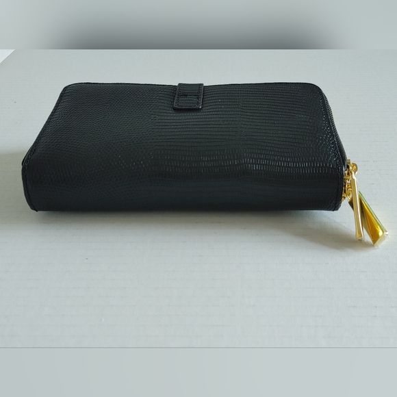 Joy Mangano Womens Leather Double Zipper Wallet Large Black - Picture 3 of 13